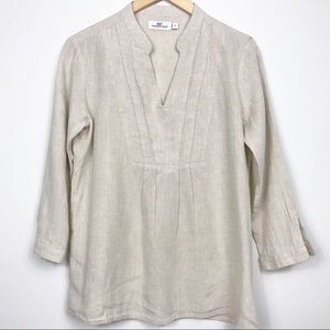 Vineyard Vines Oatmeal Linen Blend Tunic Top